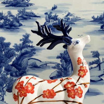 Cặp Hươu Tài Lộc - họa tiết Hoa Đào